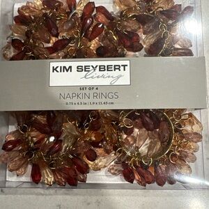 Kim Seybert Pink Ombré Set of 4 Glass Napkin Rings NIB